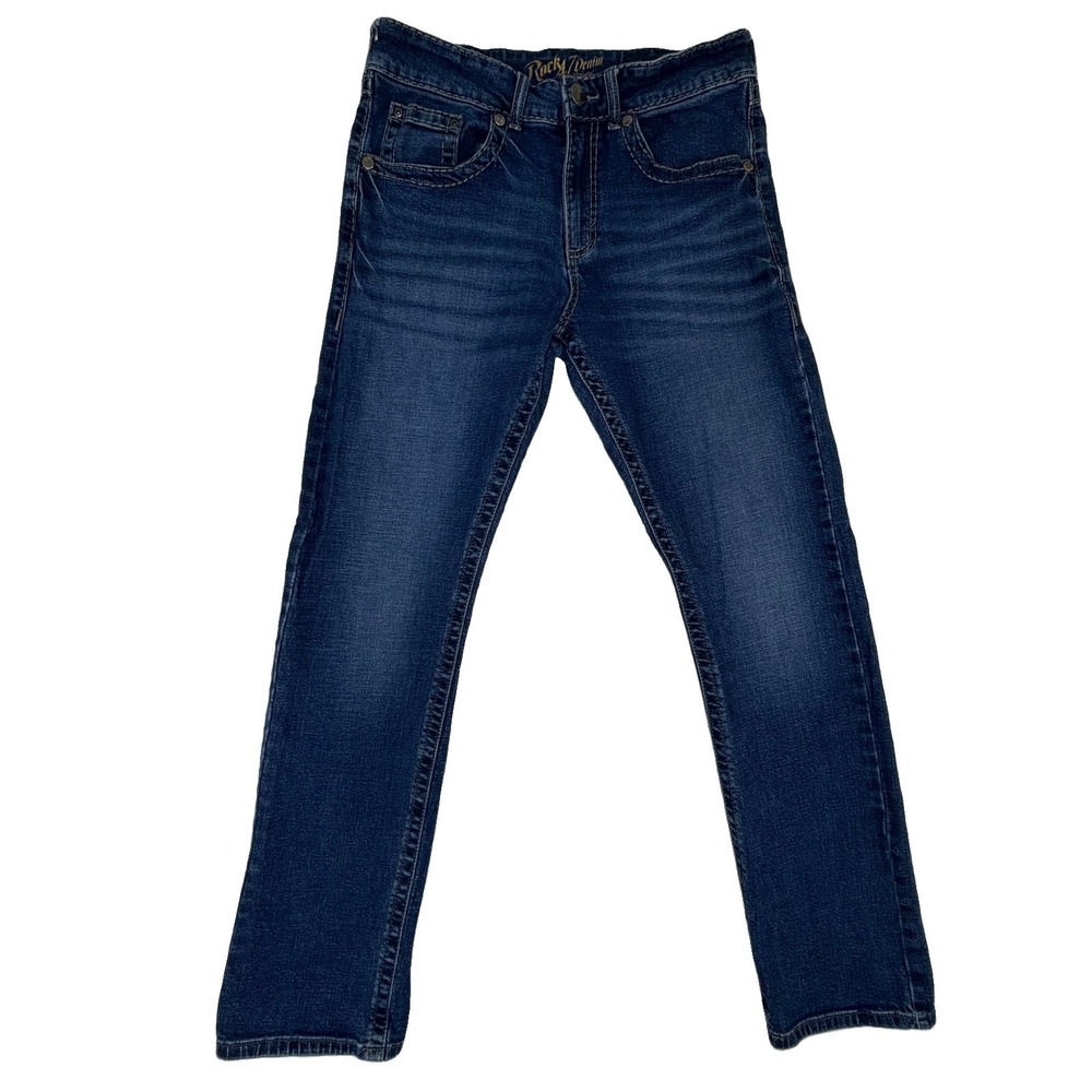 Wrangler Rock 47 Denim Slim Straight Men's Jeans Sz 33x34 Dark Wash